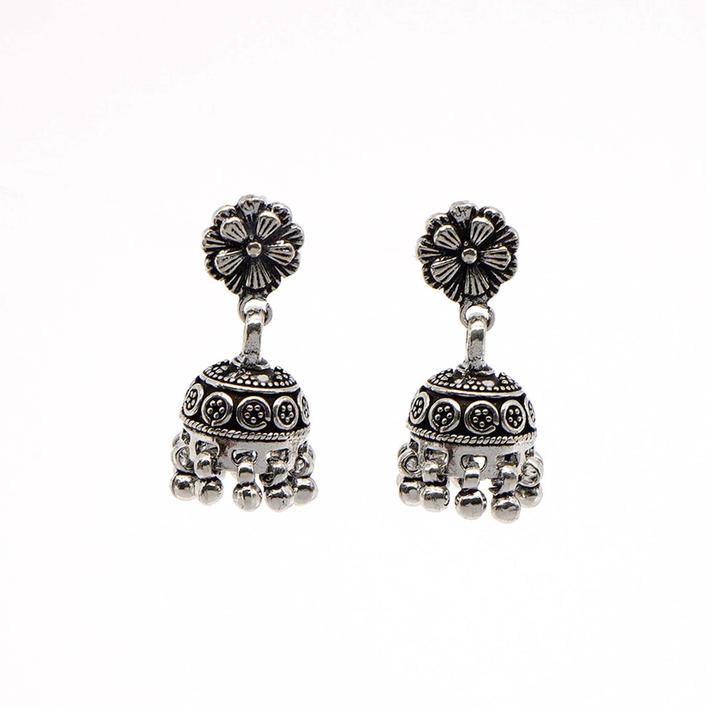 925 Sterling Silver Oxidised Shine Elegant Jhumka Earring