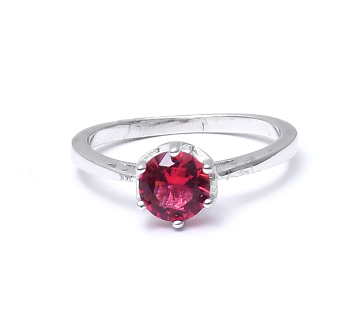 Sterling Silver Single Pointer Red Stone Ring - Auriann