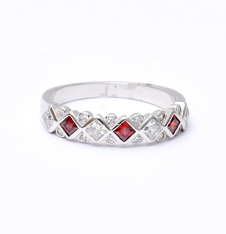 Sterling Silver Exclusive Ring With Red Stone - Auriann