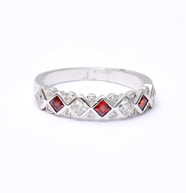 Sterling Silver Exclusive Ring With Red Stone - Auriann