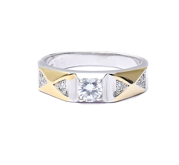 Sterling Silver Unisex Gold Plated Solitaire Ring - Auriann