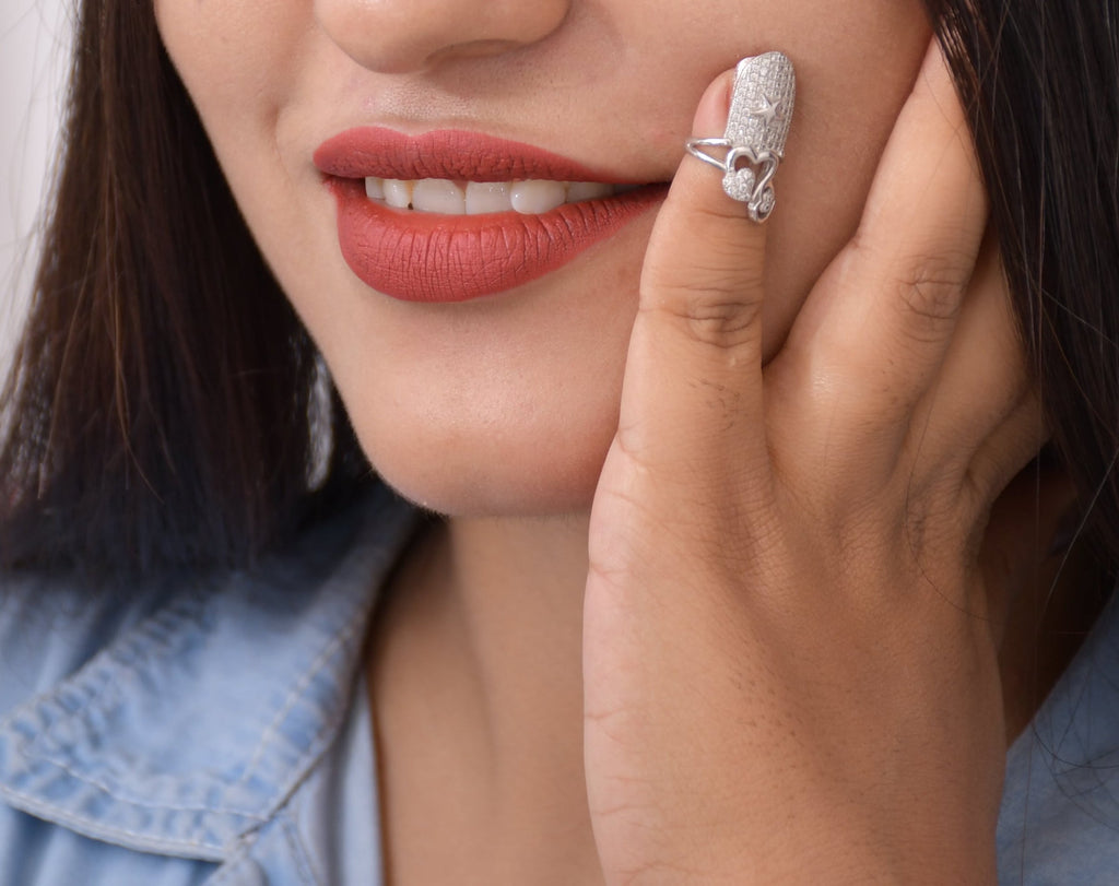 925 Sterling Silver Adjustable Love Star Nail Women Jewellery