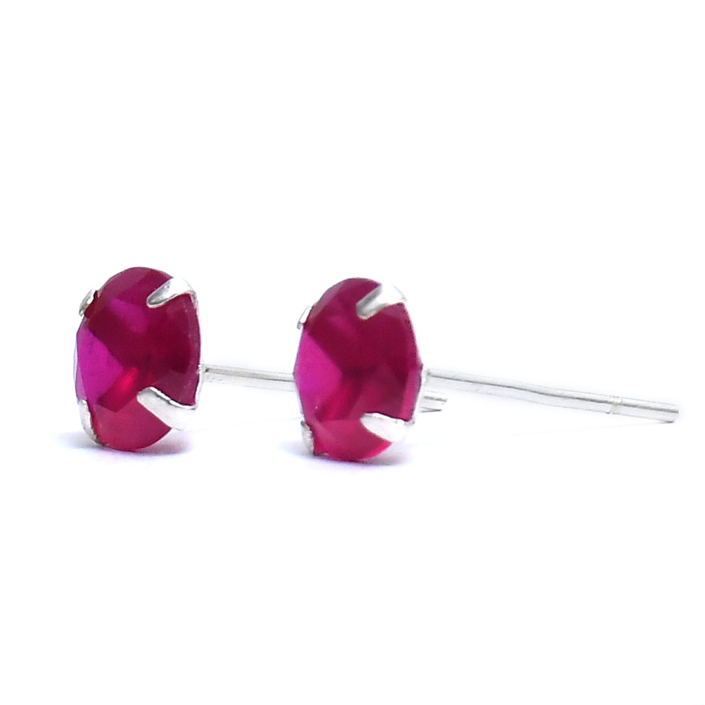 Silver Ruby Stud  Earring - Auriann