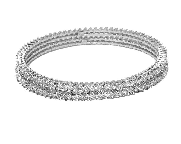 Sterling Silver Single Line CZ Bangle - Auriann