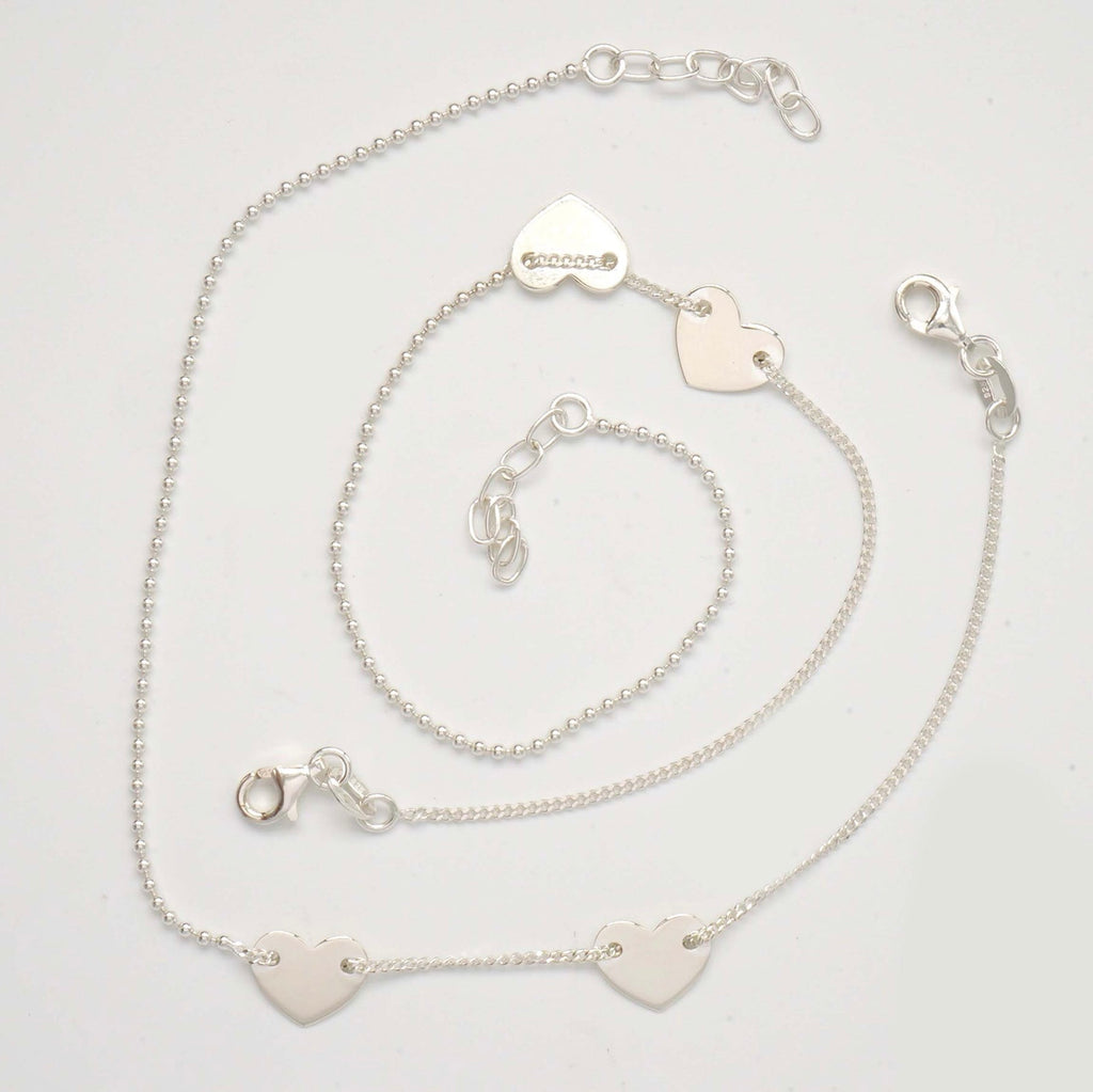 925 Sterling Silver Heart Anklet